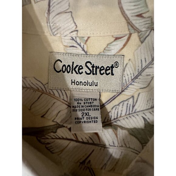 VTG Cooke Street 2XL Men's PULLOVER Hawaiian Shirt USA Floral Yellow Blue Dad - Picture 2 of 7